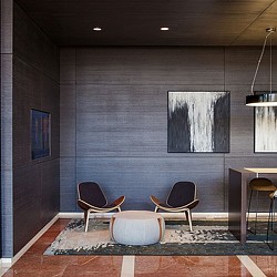 A room with chairs and a table.