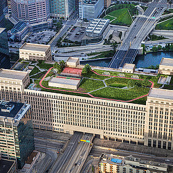Old Chicago Post Office rooftop aerial rendering