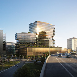 A large building with a lot of windows.