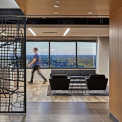 A person walking in a room.