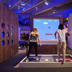 A few people playing a game.