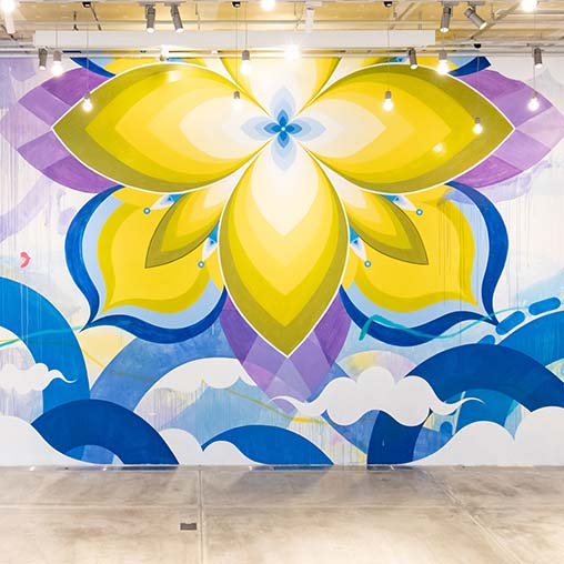 A mural of a sun.