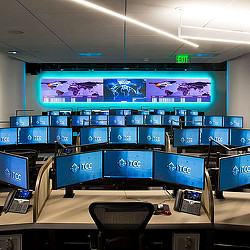A room with many computers.