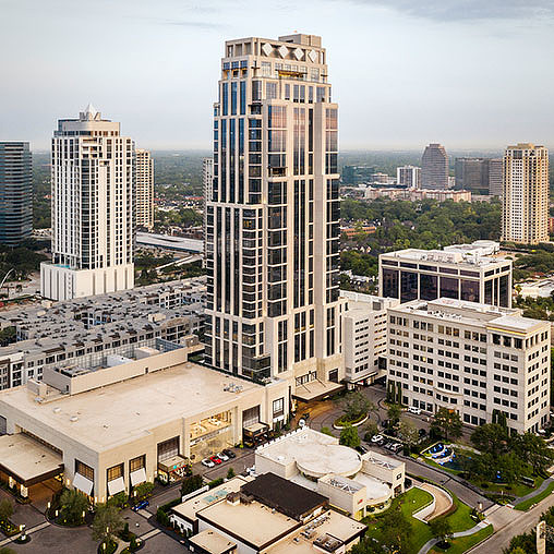 A tall building in a city.