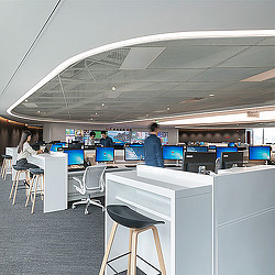 A group of people working in an office.