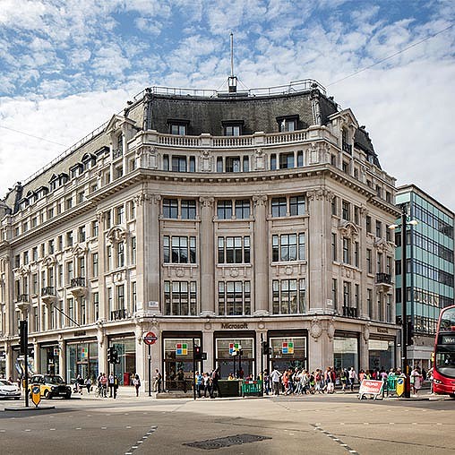 A large building with many windows.