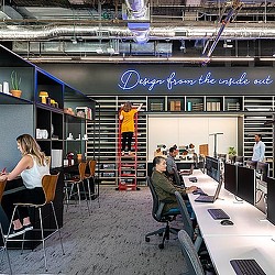 A group of people in a room.