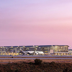 A plane on the runway.