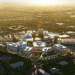 A city with many buildings.