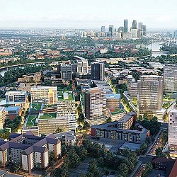 A city with many buildings.