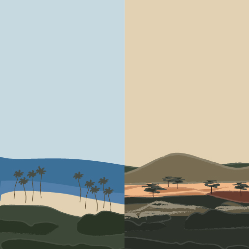 A collage of a beach.