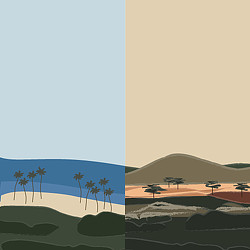 A collage of a beach.