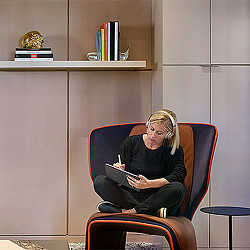 A person sitting in a chair.