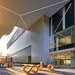 A building with glass walls.