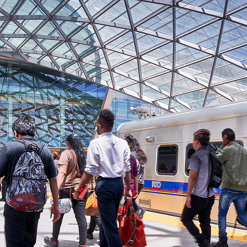 People waiting for a train.