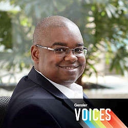 A man wearing glasses.