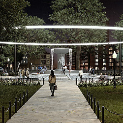 A person walking on a path.