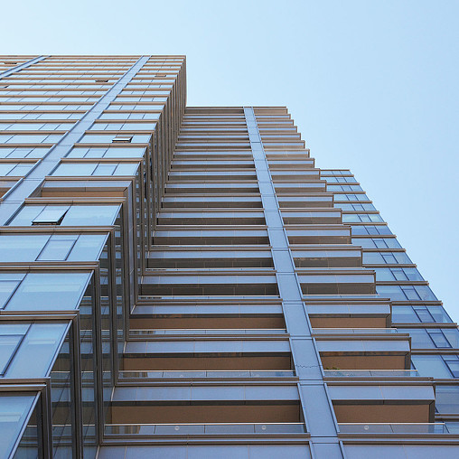 A low angle view of a building.