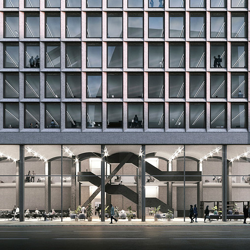 A building with many windows.