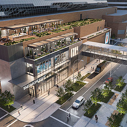 A high angle view of a building.