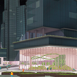 A building with a bridge.