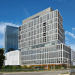 A large building with many windows.