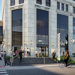 People walking on the sidewalk.