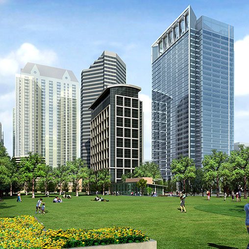 A group of tall buildings.