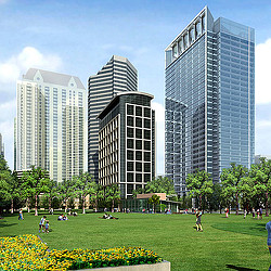 A group of tall buildings.