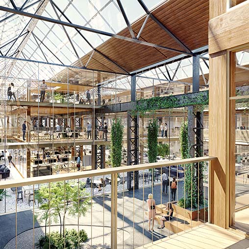Elektropolis workplace building interior.