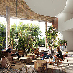 Springdale Green office biophilia and lounge seating