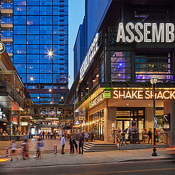 Assembly Food Hall nighttime street view
