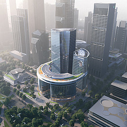 CEC Vanke Shenzhen Bay Headquarters aerial rendering