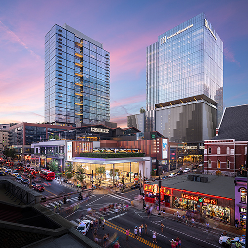 Fifth + Broadway aerial view.