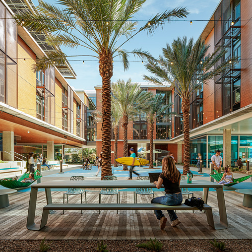 CSULB Parkside North Residence Hall courtyard.