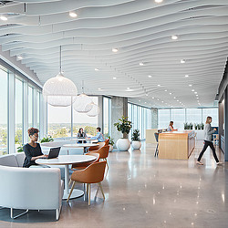 JLL Charlotte lounge seating with landscape views.