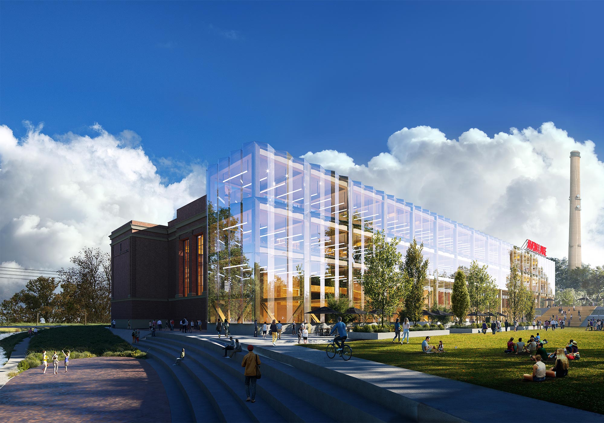 Avon Lake Renewable Master Plan Turbine Hall exterior rendering.
