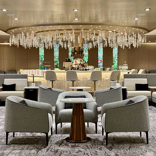 American Airlines and British Airways lounge.