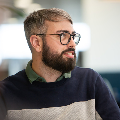 A man wearing glasses.