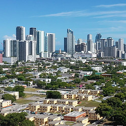 Miami skyline aerial view.