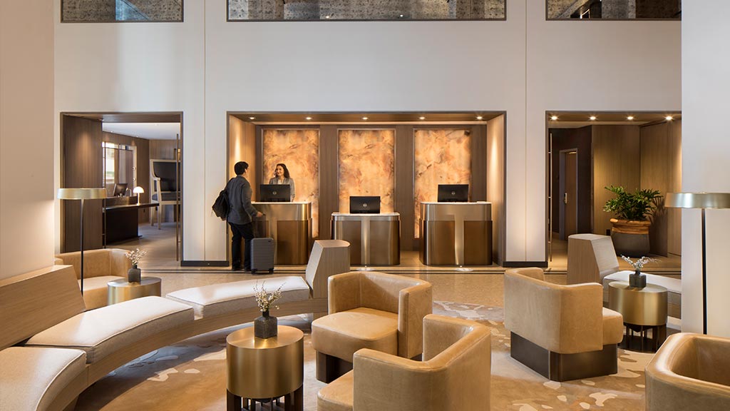 The Clift Royal Sonesta Hotel lobby reception.