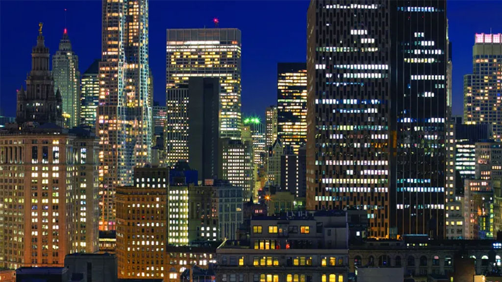 A city at night.