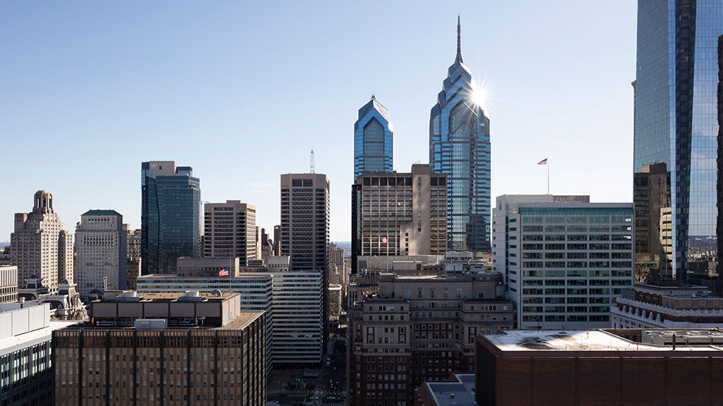 One Franklin Tower cityscape view.