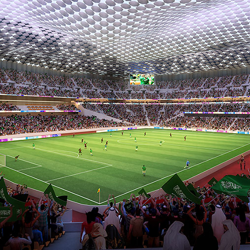 A football stadium filled with people.