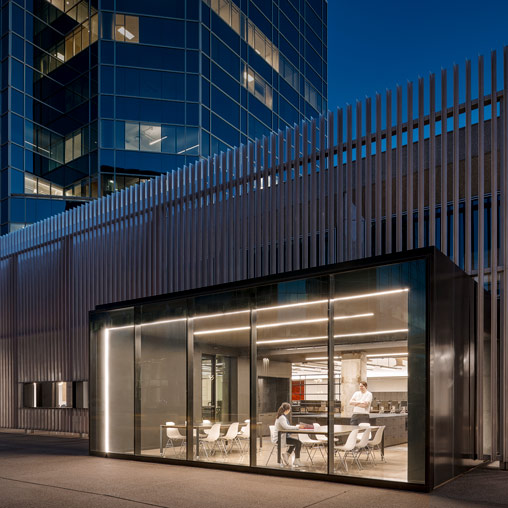 A building with glass walls.
