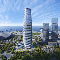 CMG Dalian Tower aerial view rendering