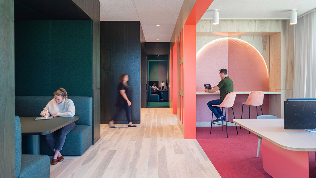 LinkedIn Omaha quiet workspace with colorful walls