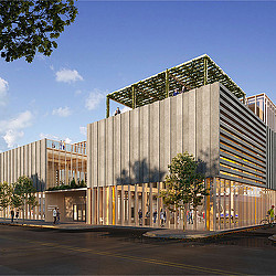 A building with a curved roof.