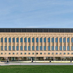 A large building with many windows.