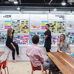 A group of people in a classroom.